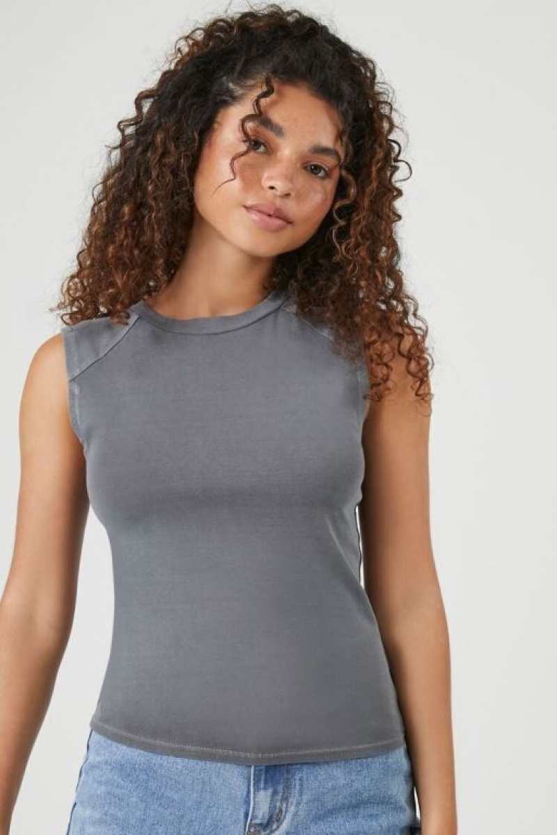 Camiseta Tirantes Forever 21 Crew Raglan Tank Mujer Gris | ucgyFZTU3pg