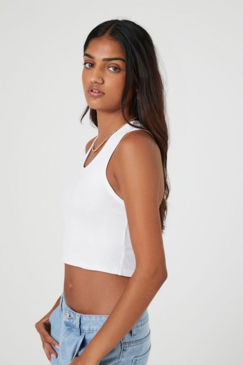 Camiseta Tirantes Forever 21 Crisscross Cropped Tank Mujer Blancas | gGo4tDGYQo2