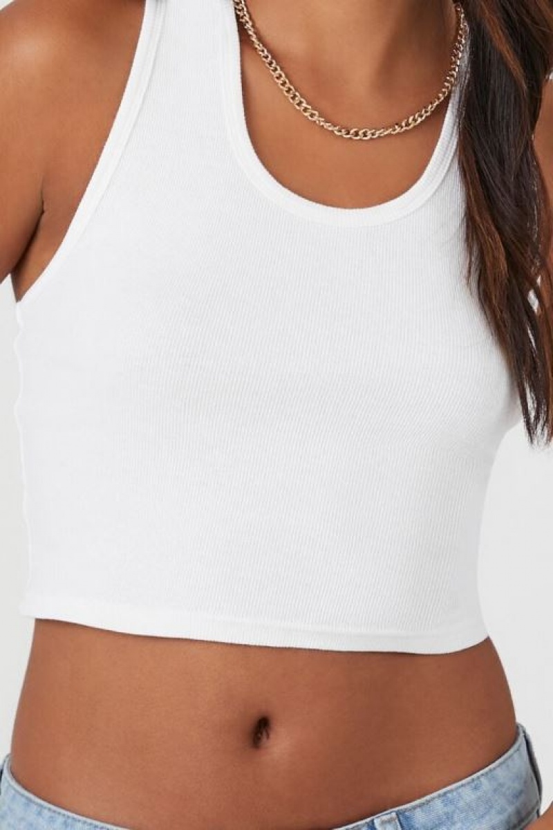 Camiseta Tirantes Forever 21 Crisscross Cropped Tank Mujer Blancas | gGo4tDGYQo2