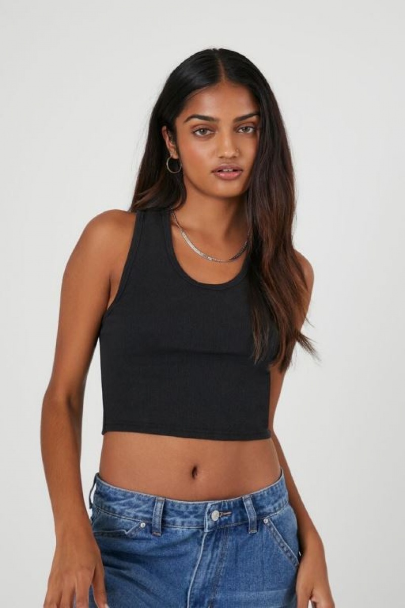 Camiseta Tirantes Forever 21 Crisscross Cropped Tank Mujer Negras | 9FnXTLFMZ9O