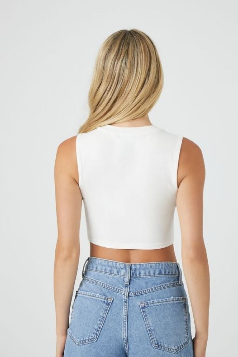 Camiseta Tirantes Forever 21 Cropped Crew Muscle Mujer Blancas | ZAmDSRxr2eQ