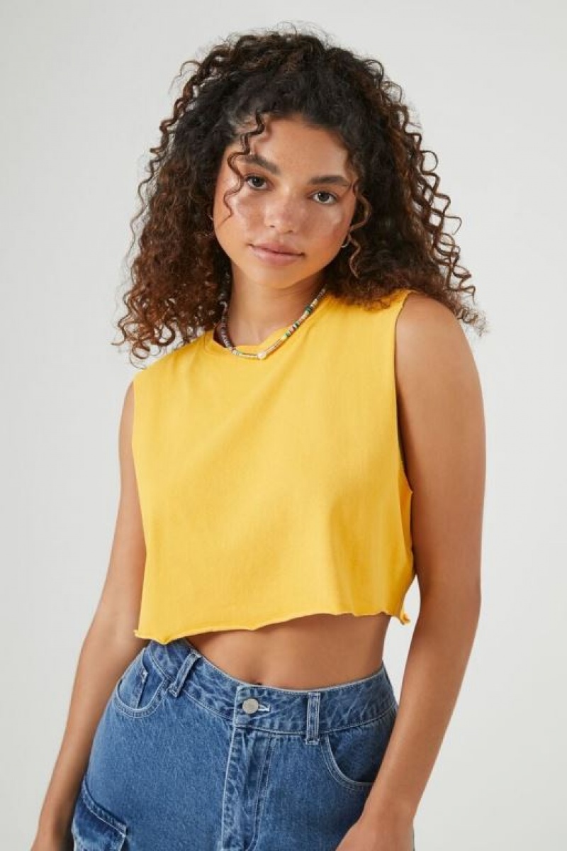 Camiseta Tirantes Forever 21 Cropped Muscle Mujer Doradas | Qf3Pmuzdfqw