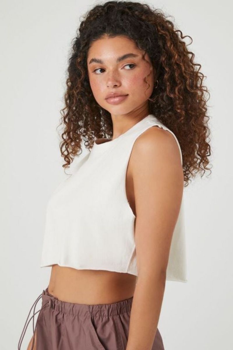 Camiseta Tirantes Forever 21 Cropped Muscle Mujer Blancas | P6tuYZGjBls