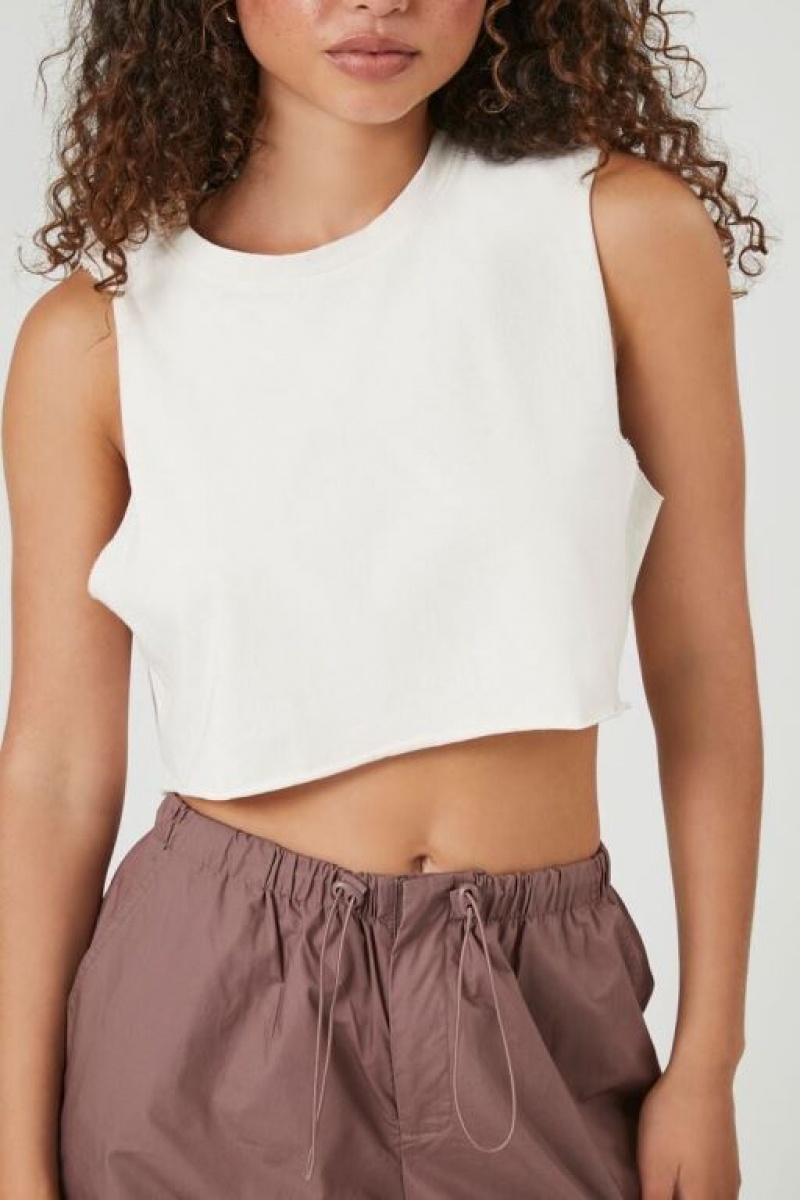 Camiseta Tirantes Forever 21 Cropped Muscle Mujer Blancas | P6tuYZGjBls