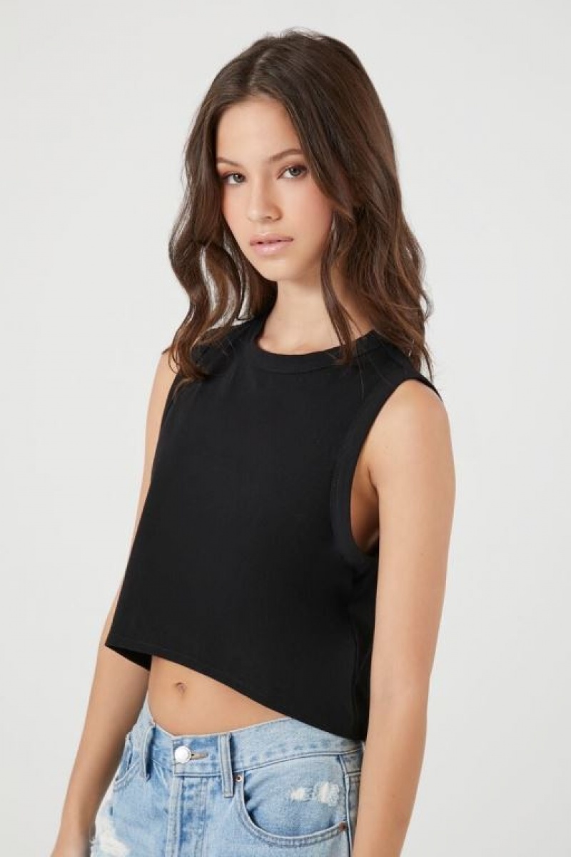 Camiseta Tirantes Forever 21 Cropped Muscle Mujer Negras | 8PsP0OxJSeV