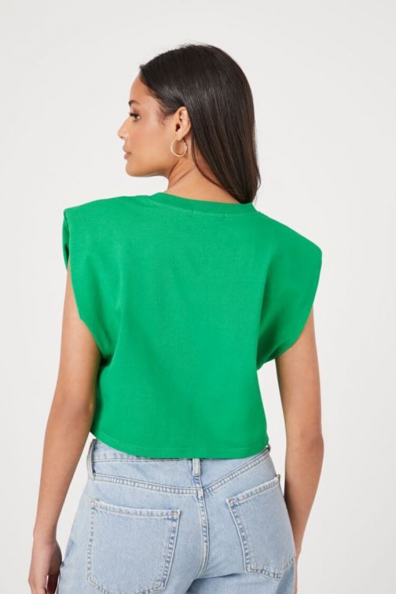 Camiseta Tirantes Forever 21 Cropped Muscle Mujer Verde | E7jcwQlTwv5