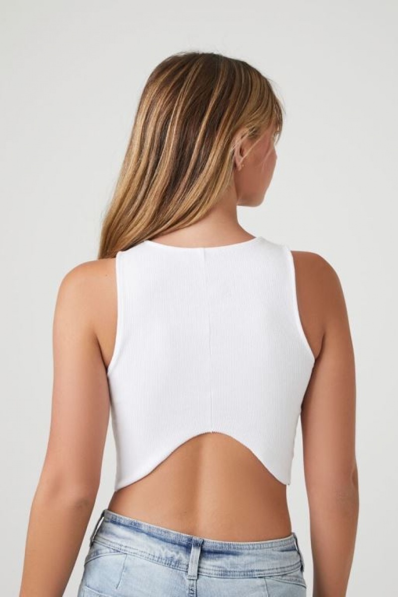 Camiseta Tirantes Forever 21 Cropped Rib Knit Tank Mujer Blancas | 7SRKtXmcAU8