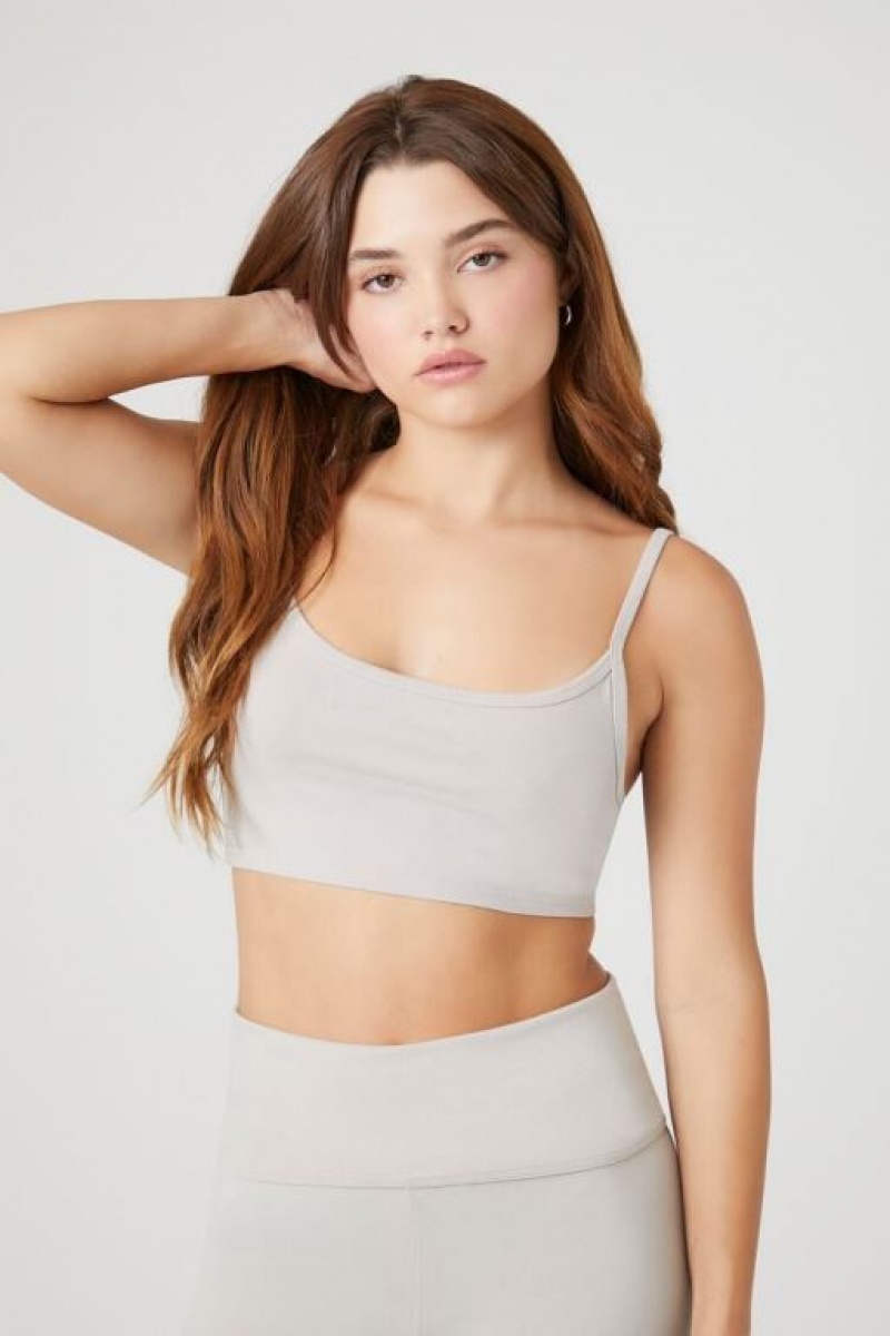 Camiseta Tirantes Forever 21 Cropped Scoop Cami Mujer Gris | aOZW5fv7FwO