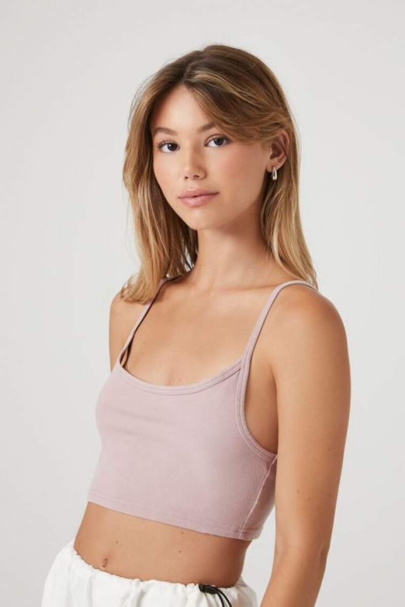 Camiseta Tirantes Forever 21 Cropped Scoop Cami Mujer Moradas | anYInzxscxE