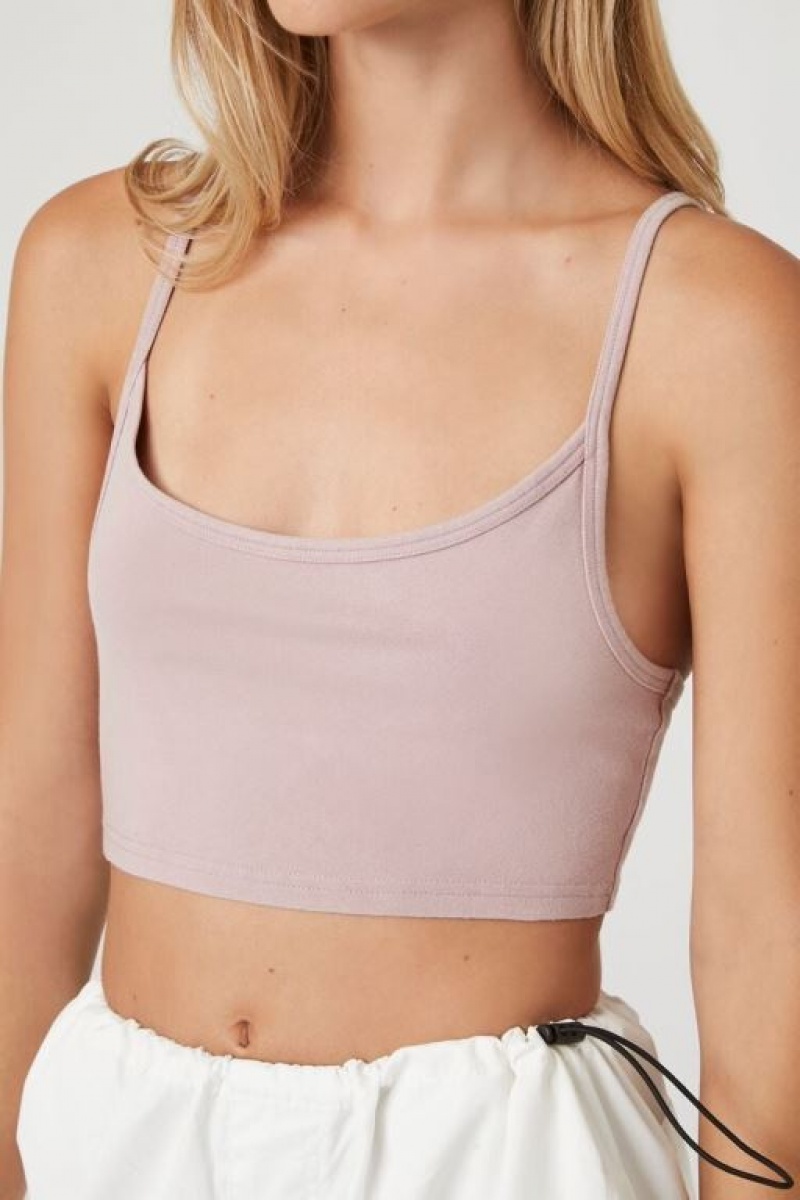 Camiseta Tirantes Forever 21 Cropped Scoop Cami Mujer Moradas | anYInzxscxE