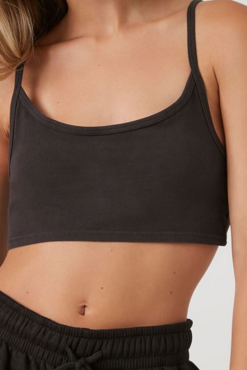 Camiseta Tirantes Forever 21 Cropped Scoop Cami Mujer Negras | KcXn4wl8s48