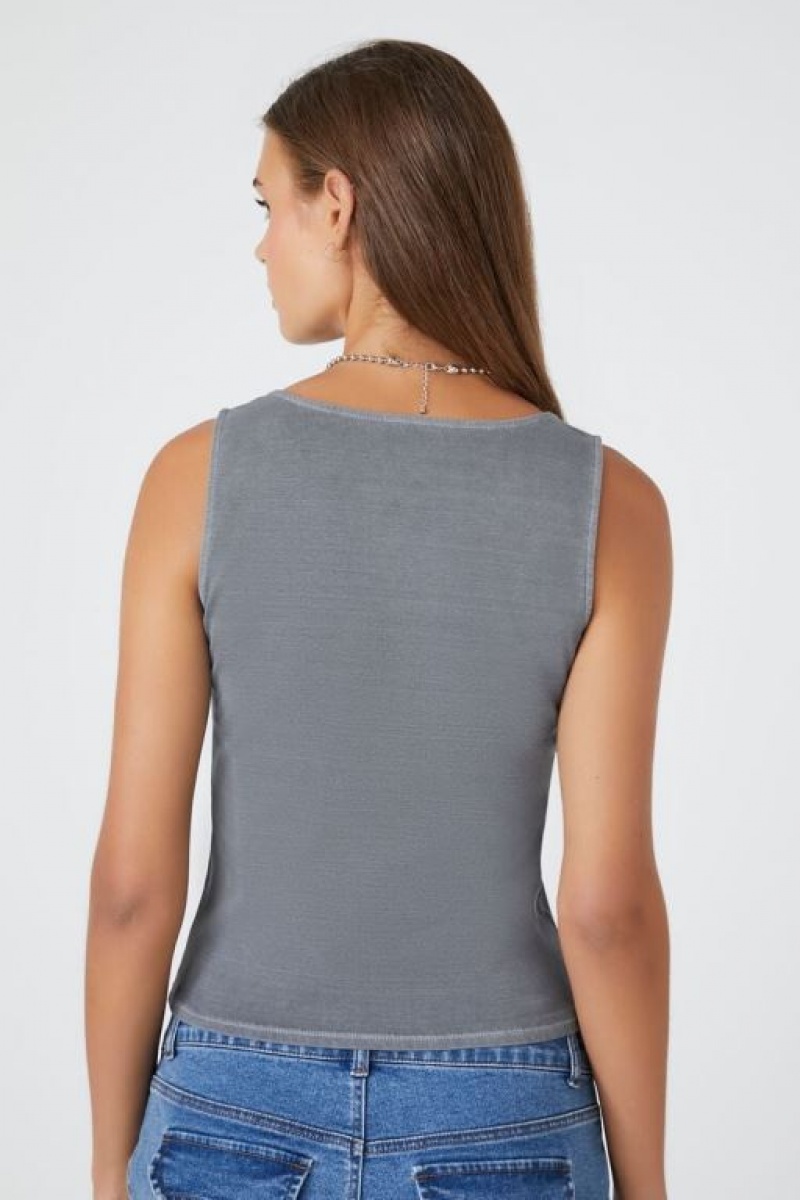 Camiseta Tirantes Forever 21 Cropped Tank Mujer Gris | nWBOPxJJfeH