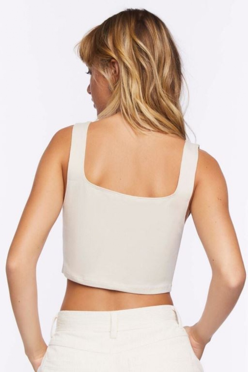 Camiseta Tirantes Forever 21 Cropped Tank Mujer Gris Marrones | q8lkqoSFvqx