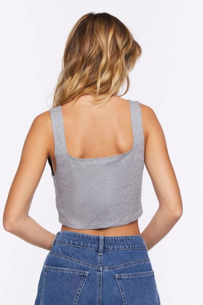 Camiseta Tirantes Forever 21 Cropped Tank Mujer Gris | 3j6rxlxtu7h