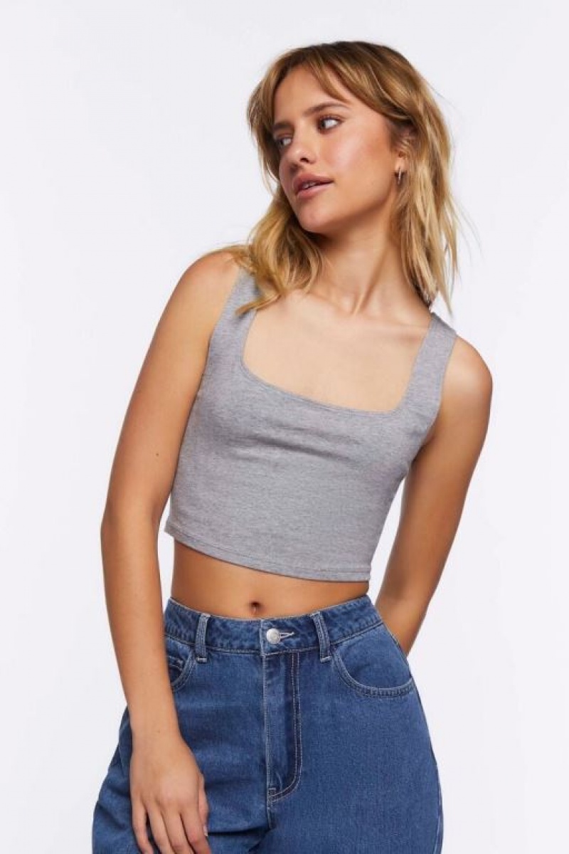 Camiseta Tirantes Forever 21 Cropped Tank Mujer Gris | 3j6rxlxtu7h