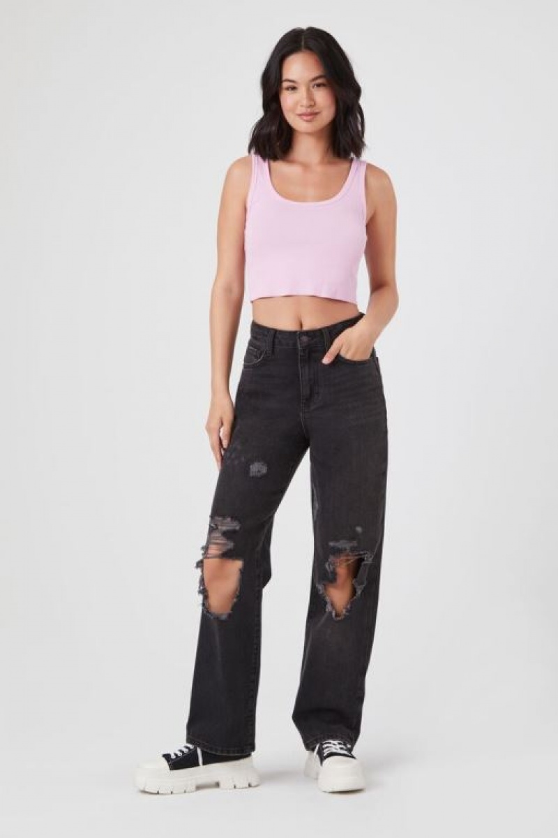 Camiseta Tirantes Forever 21 Cropped Tank Mujer Lavanda | GnkUItUQFee