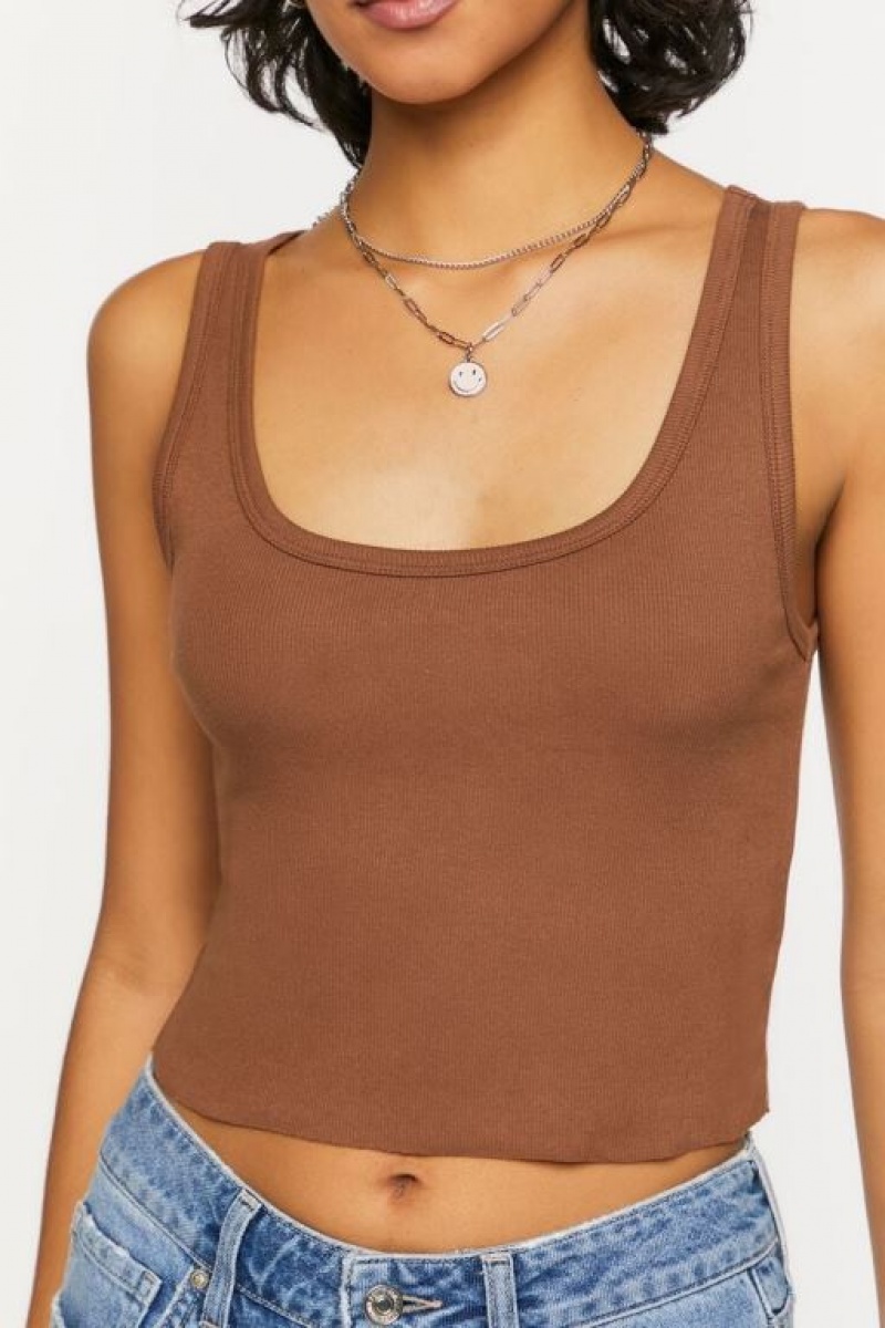 Camiseta Tirantes Forever 21 Cropped Tank Mujer Marrones | 1OQqagjVnjQ