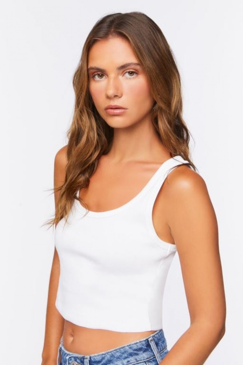 Camiseta Tirantes Forever 21 Cropped Tank Mujer Blancas | TxXnb7DeTtX