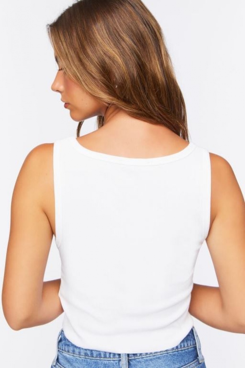 Camiseta Tirantes Forever 21 Cropped Tank Mujer Blancas | TxXnb7DeTtX