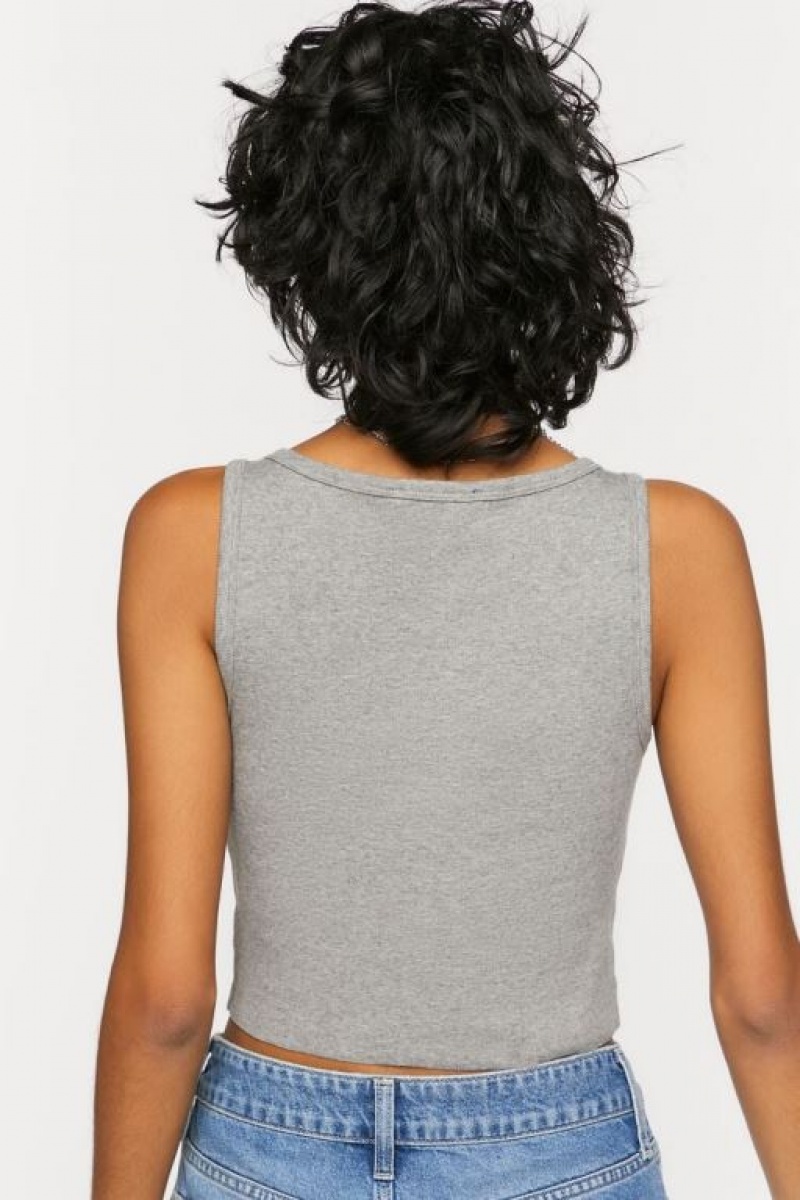 Camiseta Tirantes Forever 21 Cropped Tank Mujer Gris | j9y8zwAB8bi