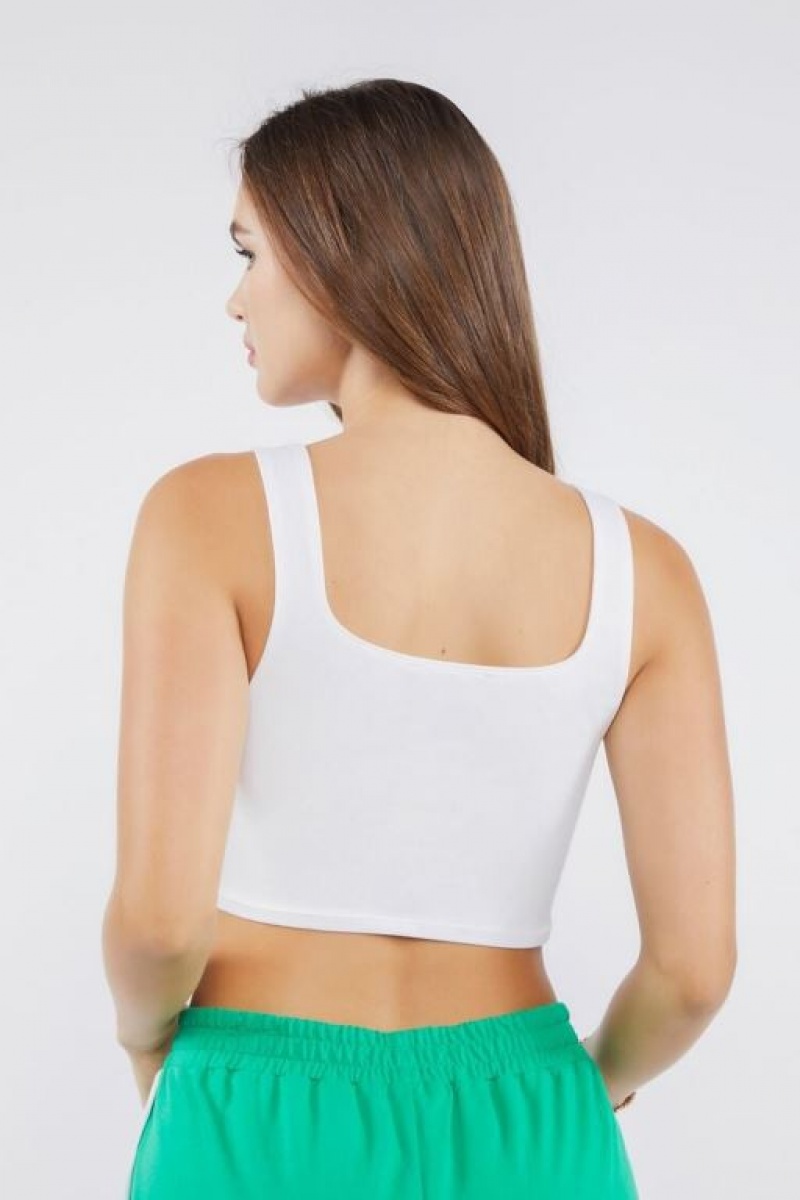 Camiseta Tirantes Forever 21 Cropped Tank Mujer Blancas | 7ww3C5D57wz