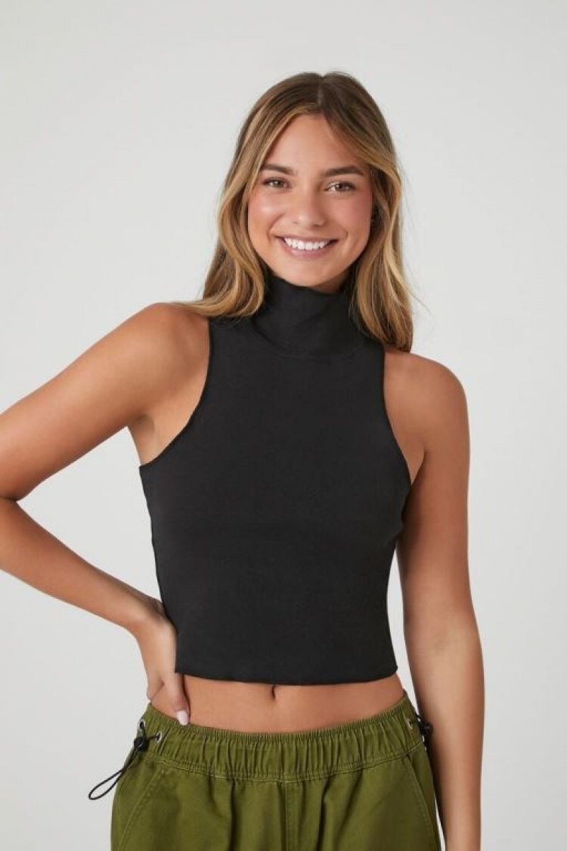 Camiseta Tirantes Forever 21 Cropped Turtleneck Tank Mujer Negras | pgoRwl11fFD