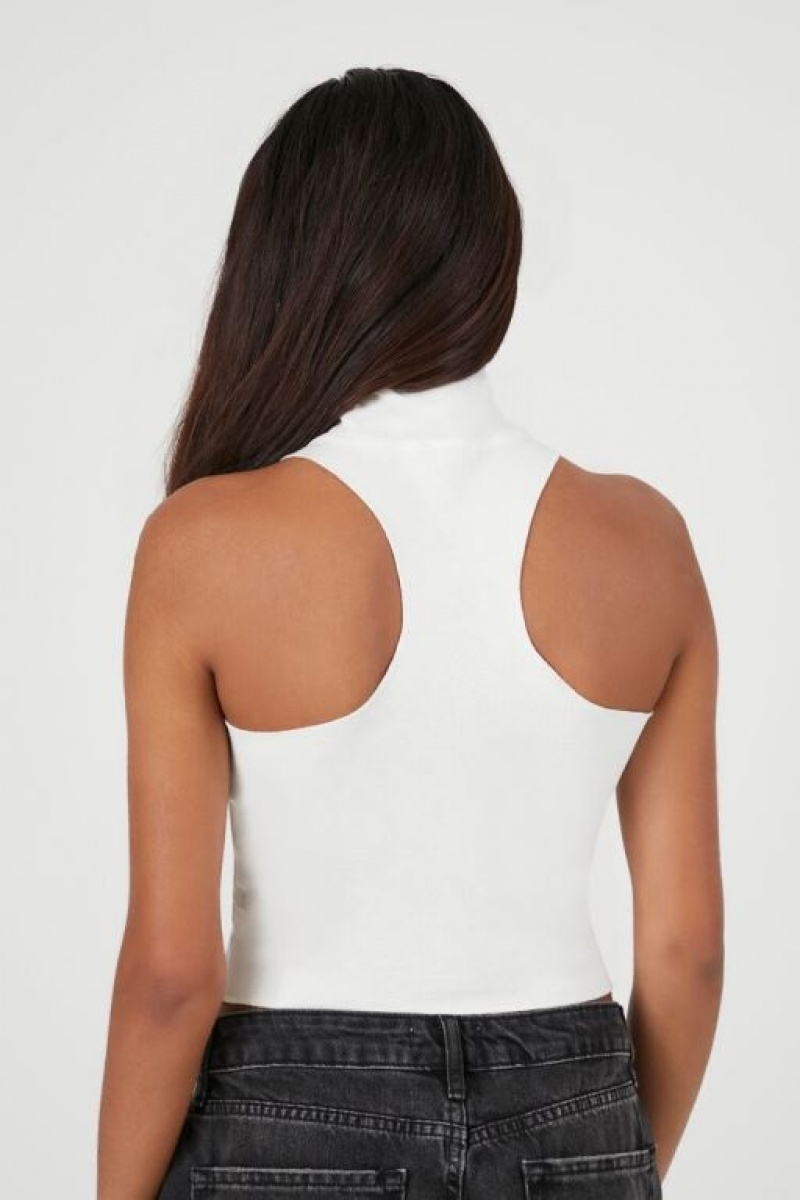 Camiseta Tirantes Forever 21 Cropped Turtleneck Tank Mujer Blancas | qJ5DRXs5IoO