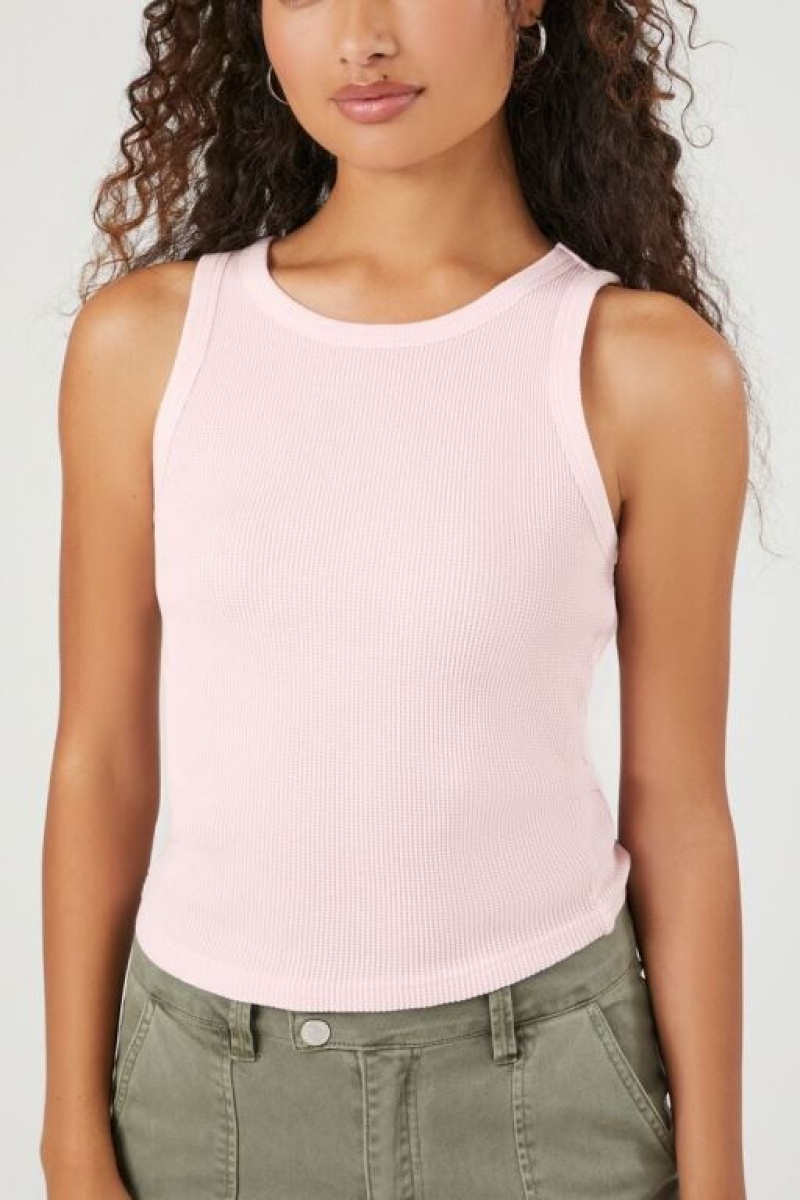 Camiseta Tirantes Forever 21 Mineral Wash Waffle Knit Tank Mujer Rosas | sXPGiqDdxd8