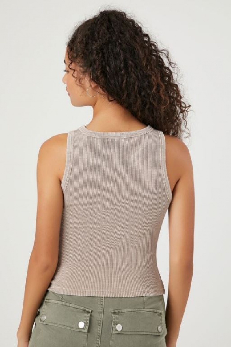 Camiseta Tirantes Forever 21 Mineral Wash Waffle Knit Tank Mujer Goat | 8ialFnzPdeG