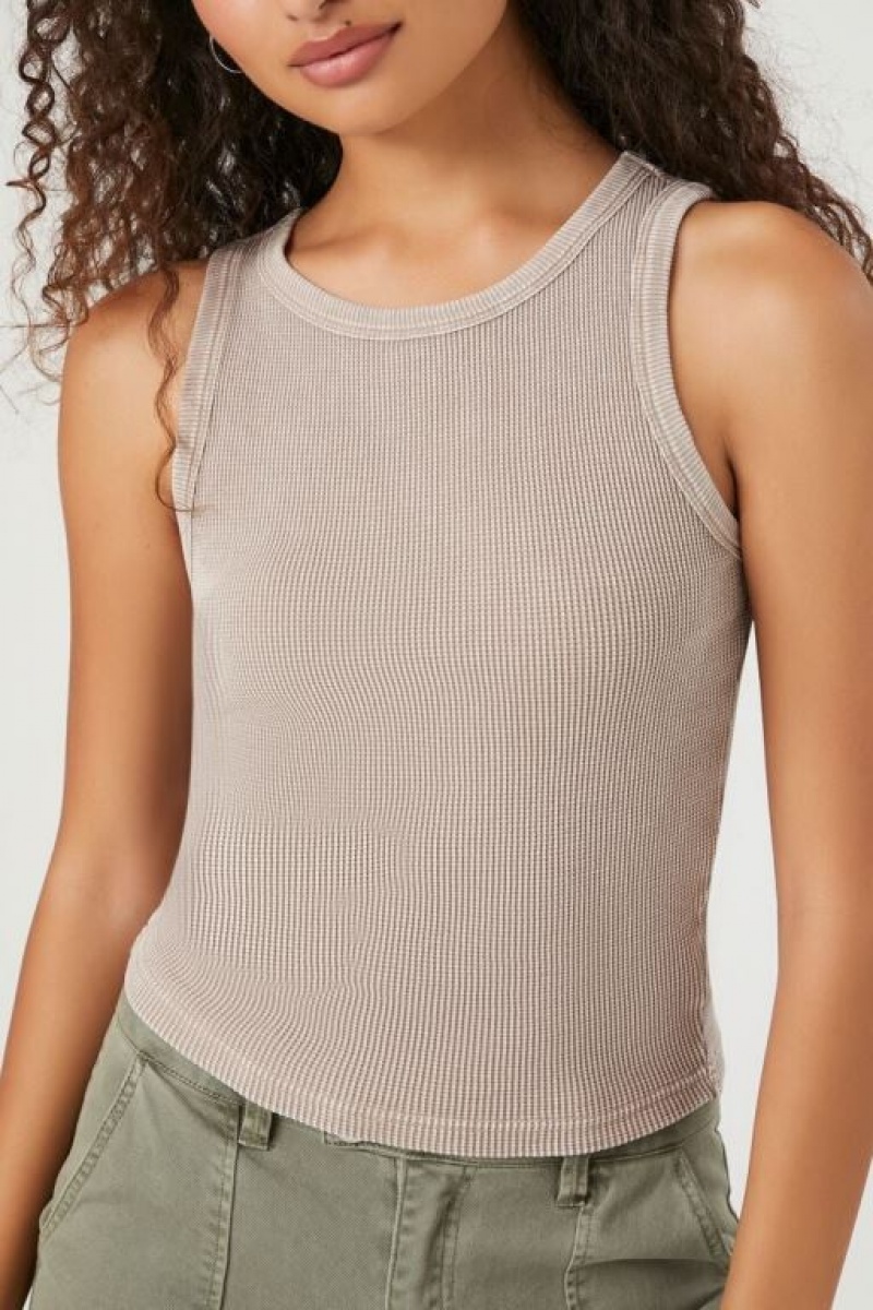 Camiseta Tirantes Forever 21 Mineral Wash Waffle Knit Tank Mujer Goat | 8ialFnzPdeG