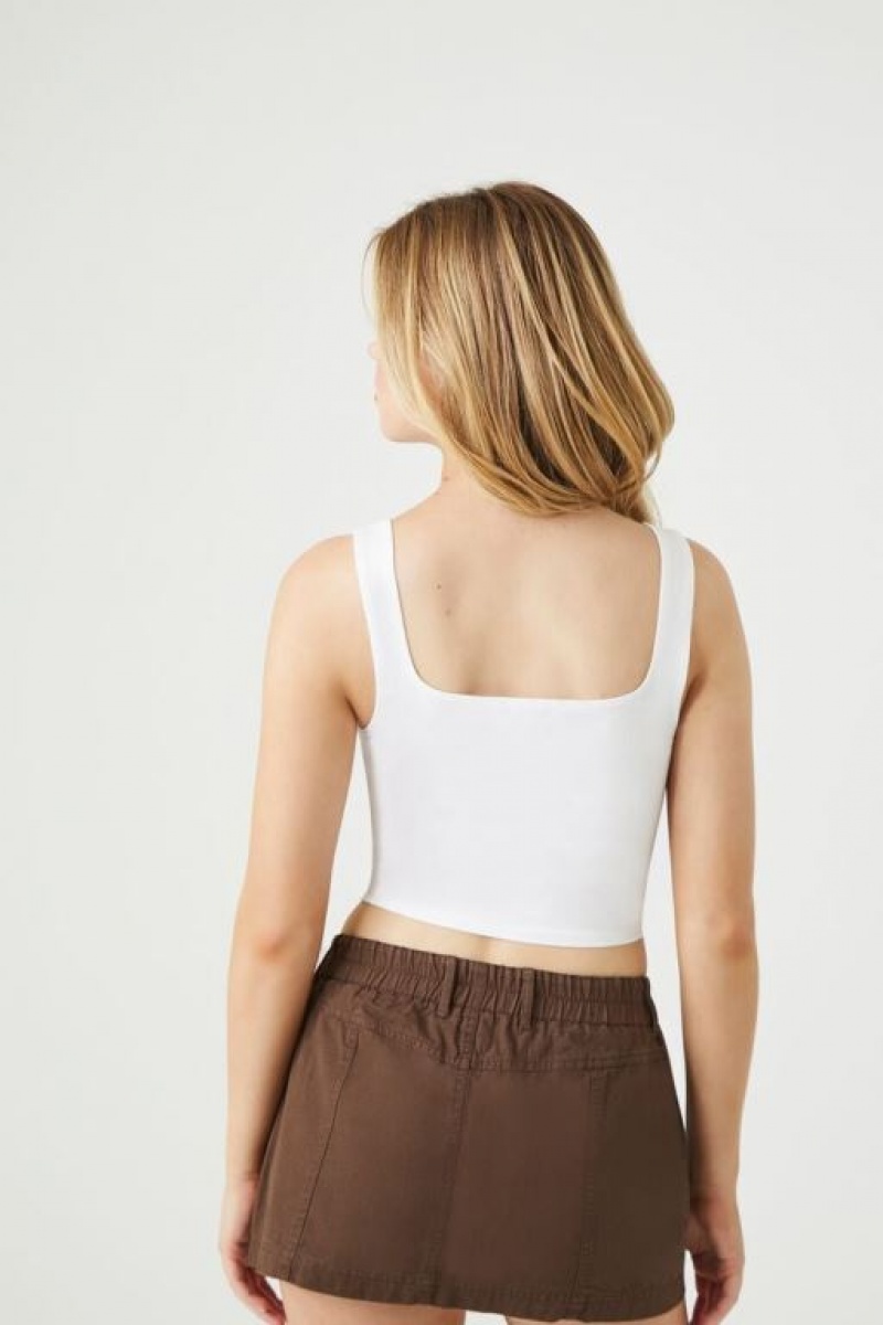 Camiseta Tirantes Forever 21 Organically Grown Cotton Cropped Tank Mujer Blancas | 7oAtsivDYC4