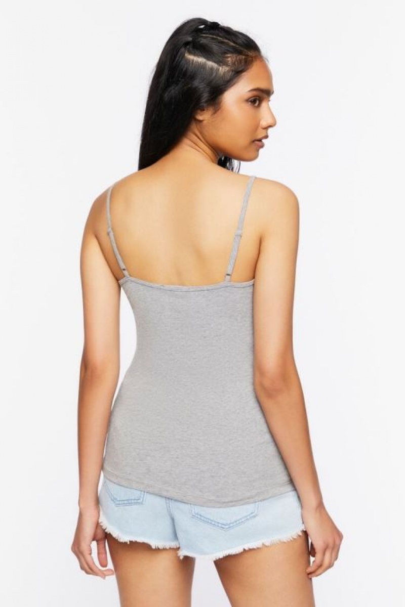 Camiseta Tirantes Forever 21 Organically Grown Cotton Scoop Neck Cami Mujer Gris | y7C11pmJ1qq