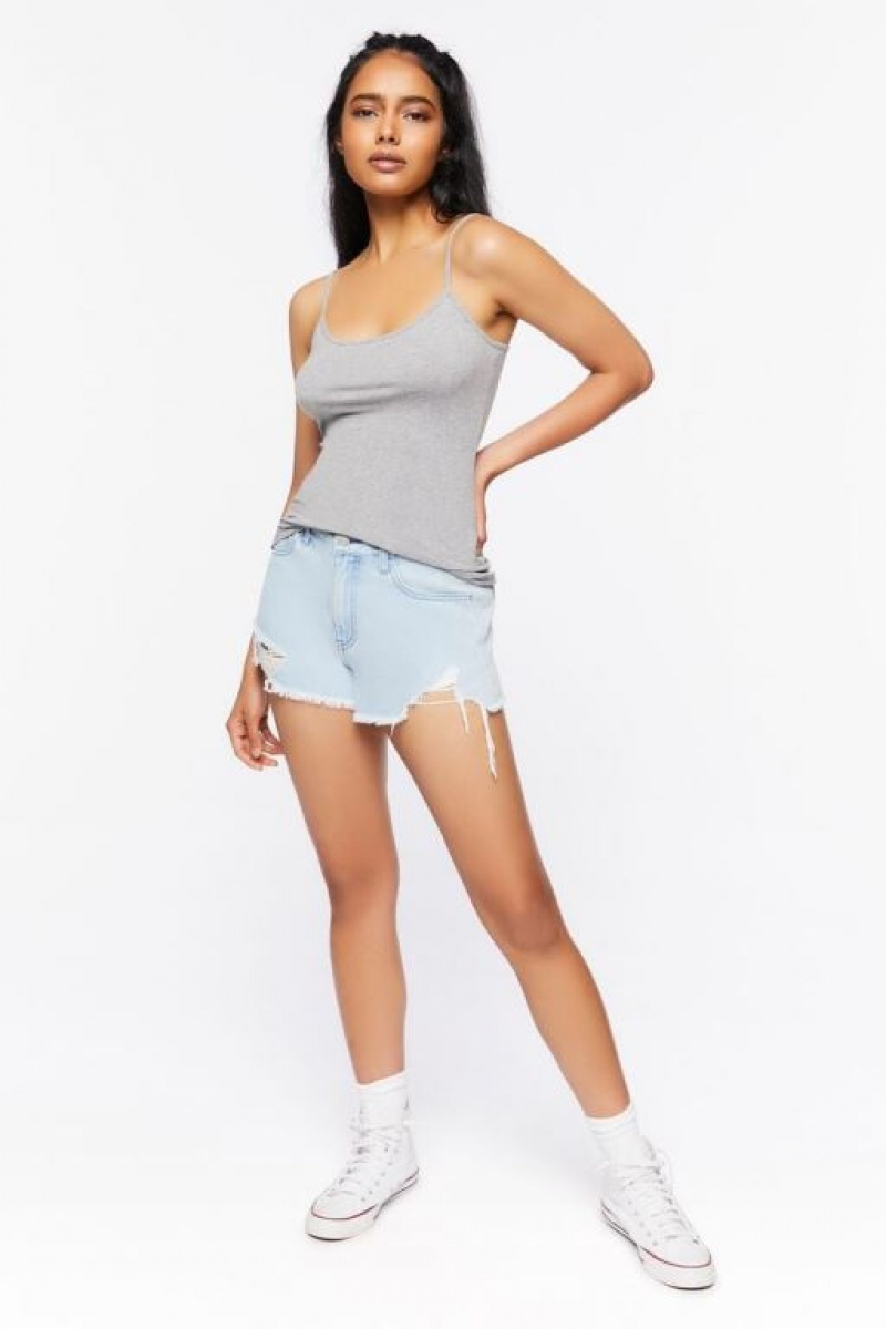 Camiseta Tirantes Forever 21 Organically Grown Cotton Scoop Neck Cami Mujer Gris | y7C11pmJ1qq