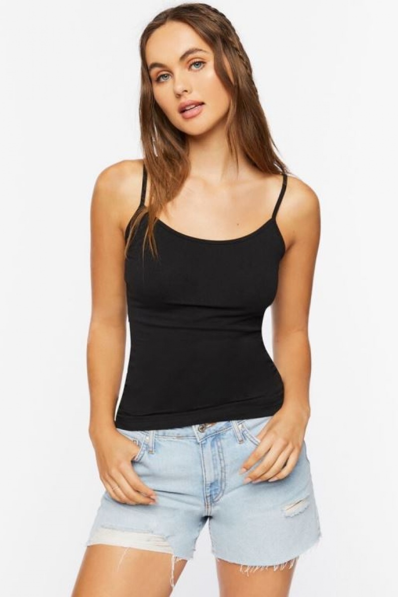 Camiseta Tirantes Forever 21 Organically Grown Cotton Scoop Neck Cami Mujer Negras | jfF7yWPutMP