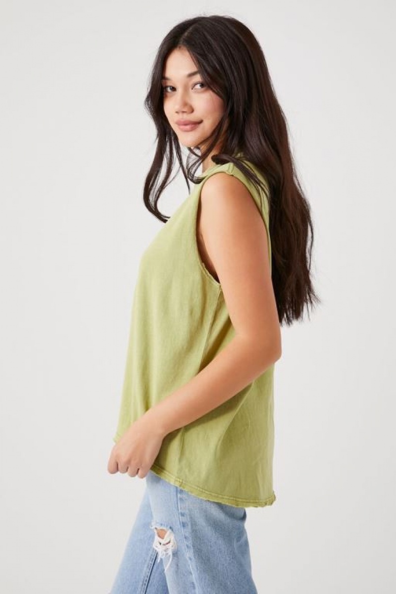 Camiseta Tirantes Forever 21 Relaxed Muscle Mujer Verde Oliva | c4zSvm9Dp2D