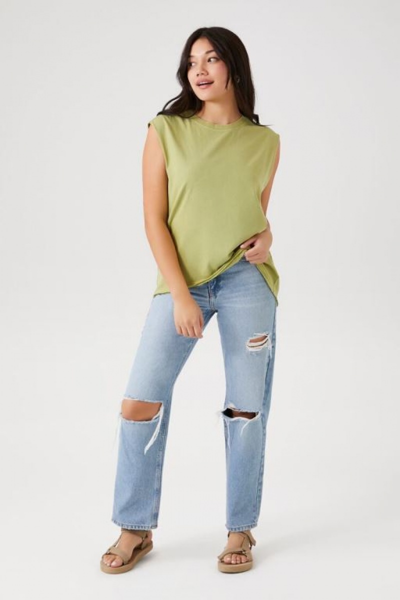 Camiseta Tirantes Forever 21 Relaxed Muscle Mujer Verde Oliva | c4zSvm9Dp2D