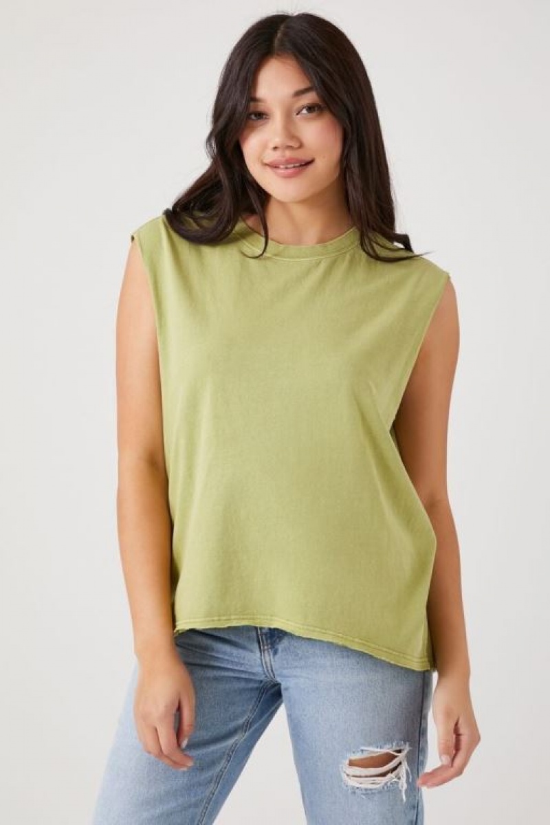 Camiseta Tirantes Forever 21 Relaxed Muscle Mujer Verde Oliva | c4zSvm9Dp2D