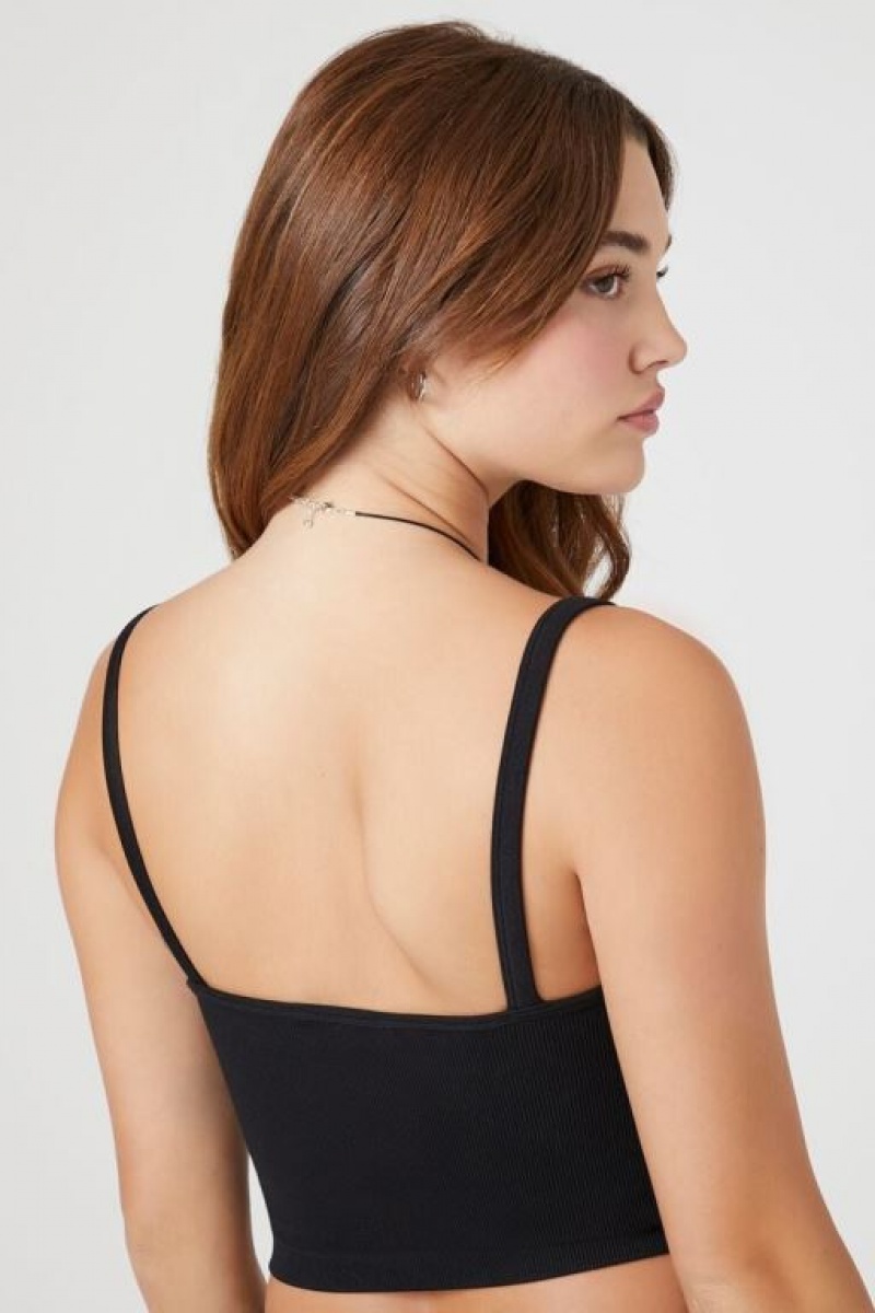 Camiseta Tirantes Forever 21 Seamless Cropped Cami Mujer Negras | gikZUrQYYVS