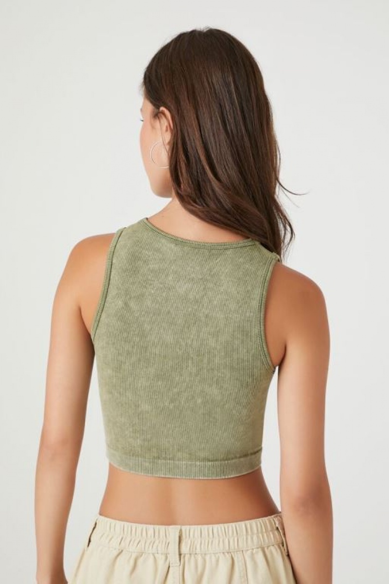 Camiseta Tirantes Forever 21 Seamless Mineral Wash Tank Mujer Gris Verde | AEuRsVDKkRs