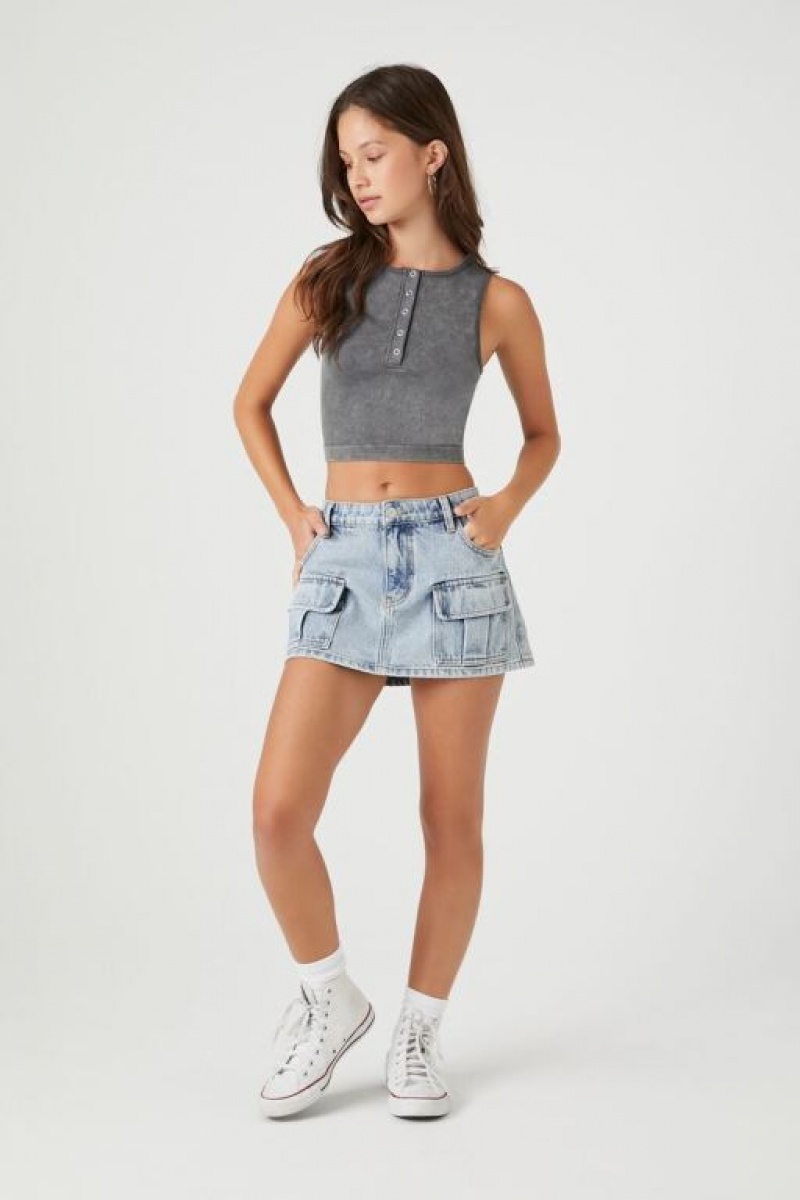 Camiseta Tirantes Forever 21 Seamless Mineral Wash Tank Mujer Gris | 0eWkvykgmDs