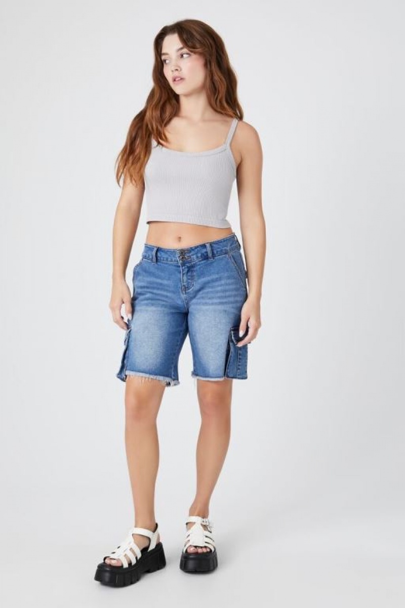 Camiseta Tirantes Forever 21 Seamless Mineral Wash Cropped Cami Mujer Gris | d1uK87Ej1q1