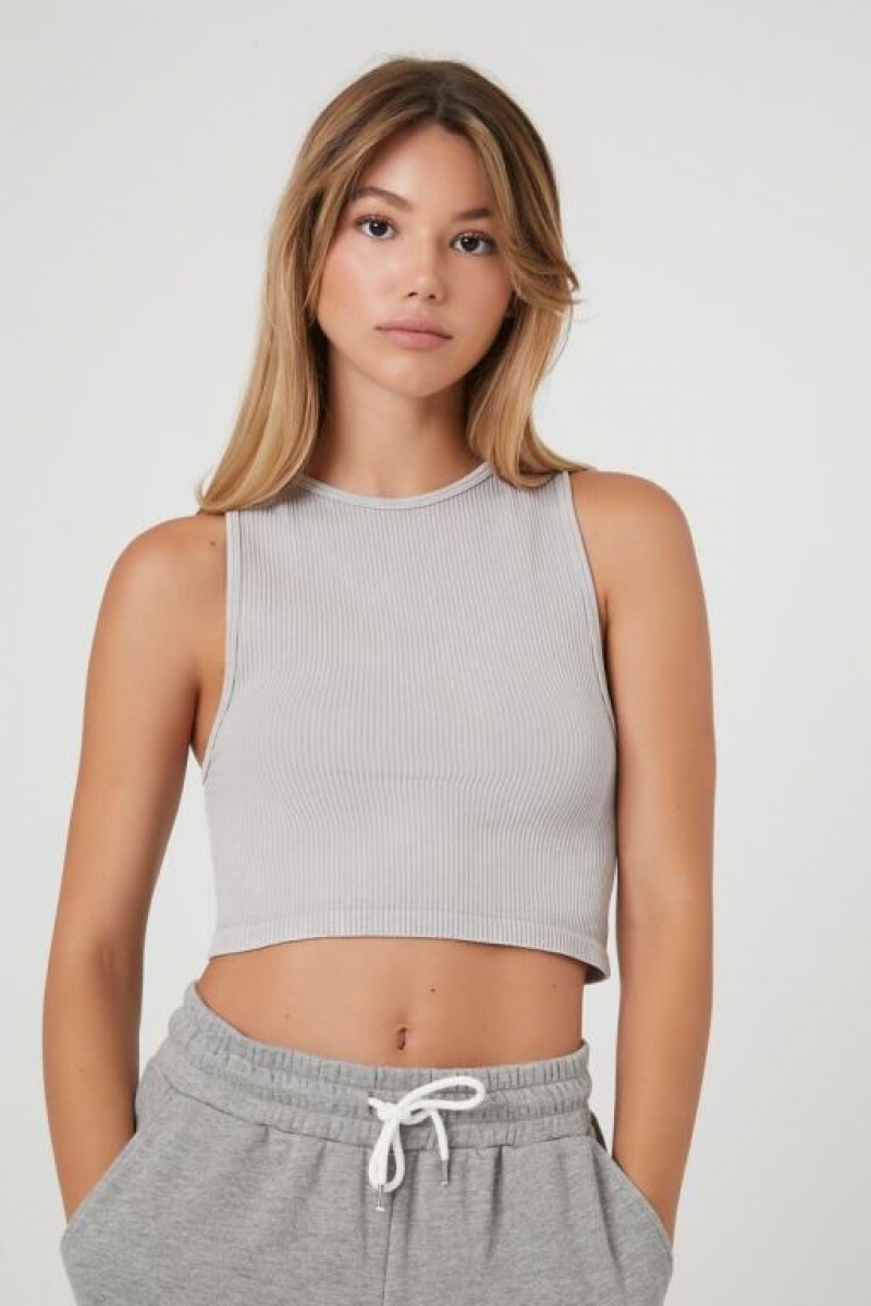 Camiseta Tirantes Forever 21 Seamless Mineral Wash Tank Mujer Gris | 2vTexc0jRm7