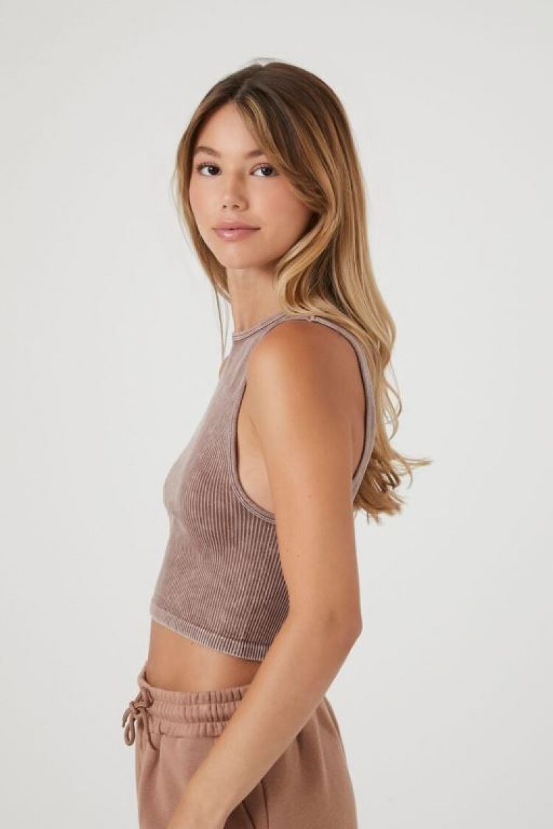 Camiseta Tirantes Forever 21 Seamless Mineral Wash Tank Mujer Gris Marrones | L8eVBjUoZlB