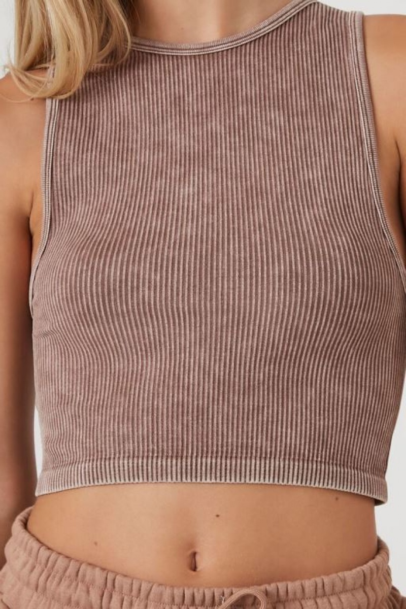 Camiseta Tirantes Forever 21 Seamless Mineral Wash Tank Mujer Gris Marrones | L8eVBjUoZlB