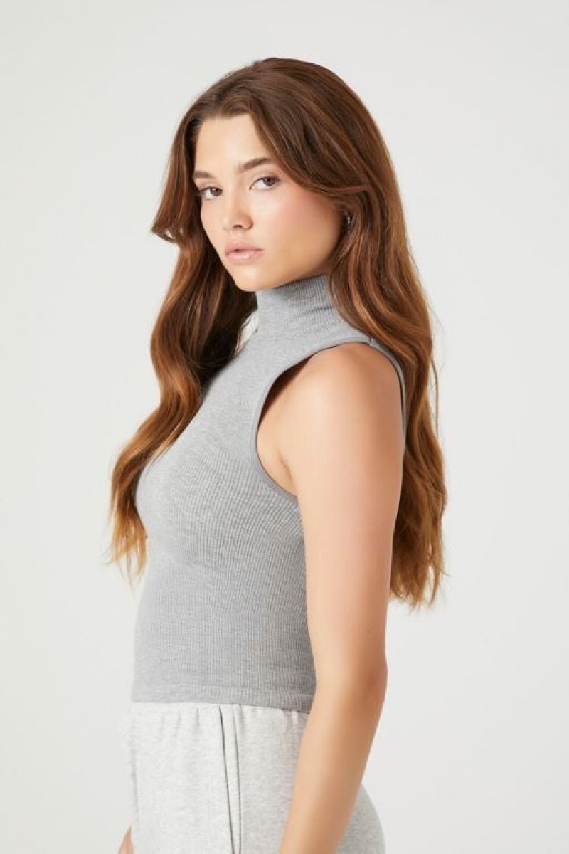 Camiseta Tirantes Forever 21 Seamless Sleeveless Turtleneck Mujer Gris | yFjk6qeVOQW