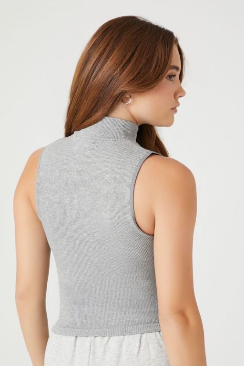 Camiseta Tirantes Forever 21 Seamless Sleeveless Turtleneck Mujer Gris | yFjk6qeVOQW