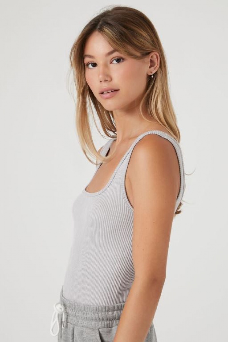 Camiseta Tirantes Forever 21 Seamless Square Neck Bodysuit Mujer Gris | J7QIMJxusjx