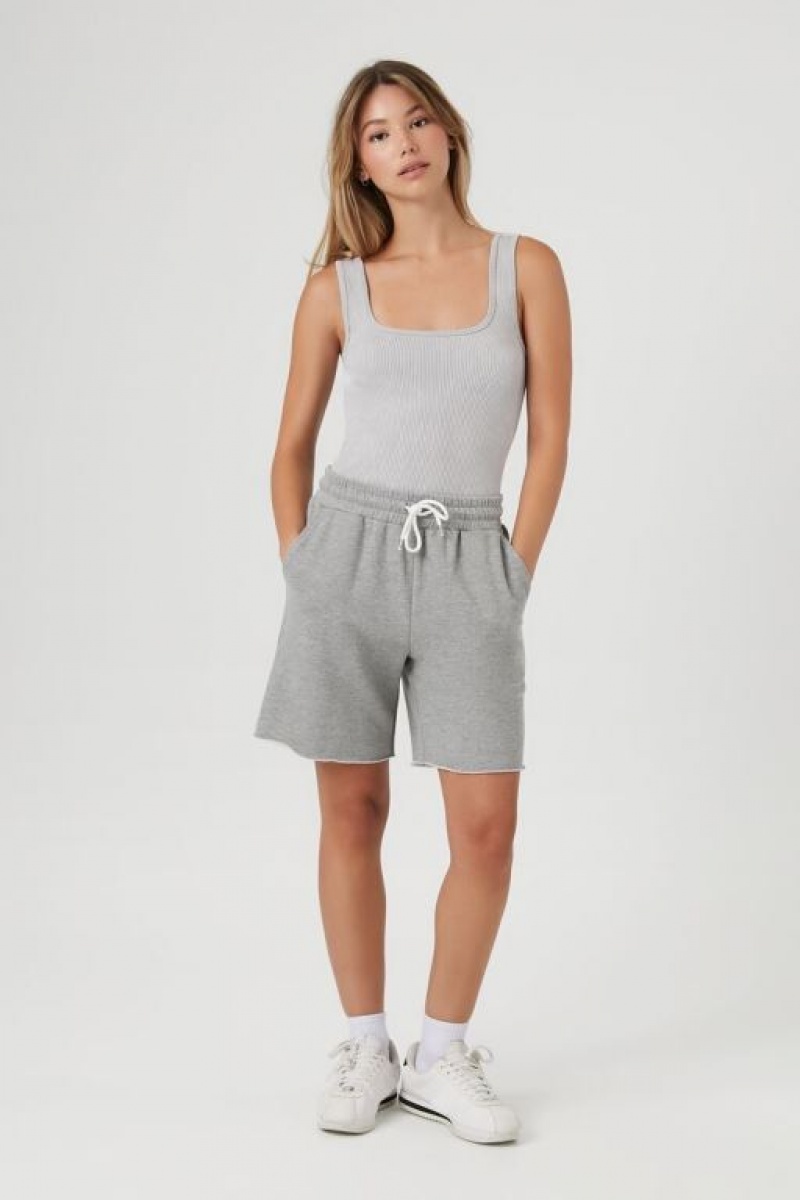 Camiseta Tirantes Forever 21 Seamless Square Neck Bodysuit Mujer Gris | J7QIMJxusjx