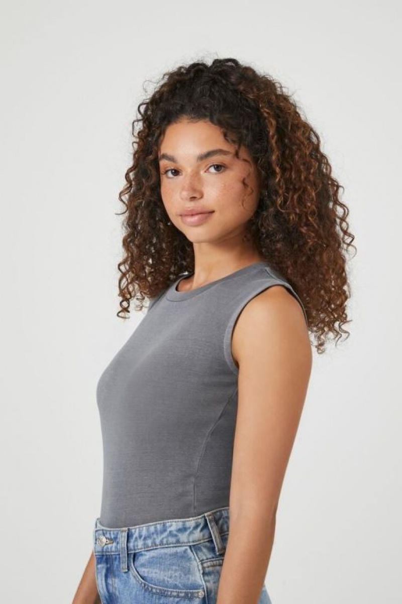 Camiseta Tirantes Forever 21 Sleeveless Crew Bodysuit Mujer Gris | rsY8WVm2aXH