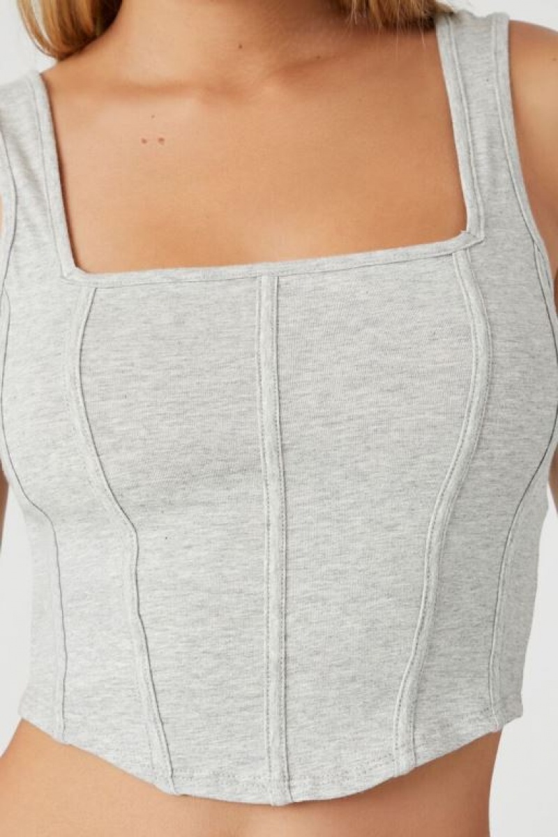 Camiseta Tirantes Forever 21 Square Neck Tank Mujer Gris | ZUO3o6OUPlP